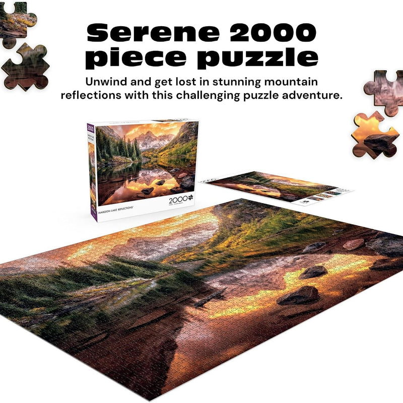 Buffalo Games Joshua Snow Maroon Lake Reflections 2000 Piece Jigsaw Puzzle - 38.5 x 26.5 in, Large - 2000 Piece Puzzles for Adults - Calming Solo Escape - Reference Poster Included