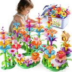 81-Piece Flower Garden Building Toys Set for Girls Ages 3-6, Building Educational Stem Toys with Storage Box