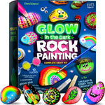Dan&Darci kids' rock painting kit with glow-in-the-dark paints for creative art toys, ages 6-12.