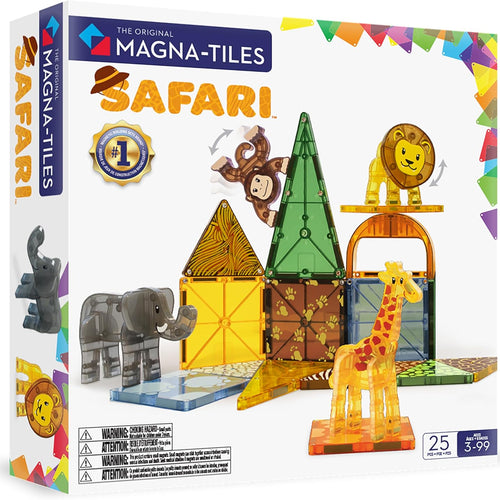 MAGNA-TILES Safari Animals 25-Piece Magnetic Construction Set, The ORIGINAL Magnetic Building Brand