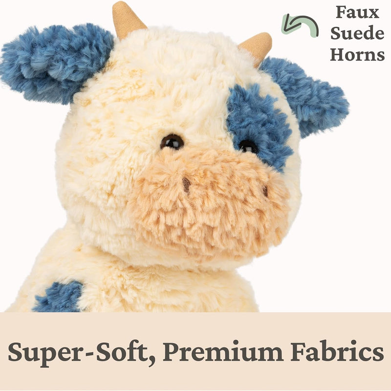 GUND Cozys Collection Cow, Stuffed Animal for Ages 0 and Up, Spring Decor Plush Toy, Cream/Blue, 10”