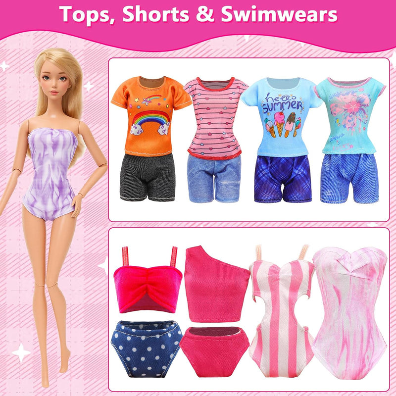 ENOCHT Doll Clothes and Accessories Including 5 Wedding Gowns 9 Fashion Dresses 3 Tops 3 Pants 1 Evening Dresses 2 Swimsuits Bikini 20 Hangers 18 Shoes and 22 Accessories Toys for 11.5 inch Doll