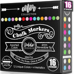 Loddie Doddie Chalk Markers - Pack of 24, 6mm Reversible Tips - Liquid Chalk Pens for Glass Surfaces & Windows - Erasable Pens for Chalkboard Calendar - Non-Toxic Chalkboard Markers