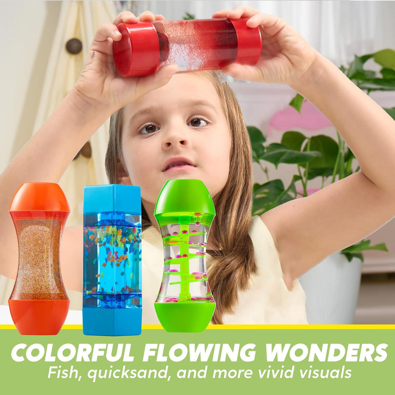 JOYIN 4-Pack Fidget Tubes: Sensory, Stress Relief Toys for Kids, Autism, Classroom
