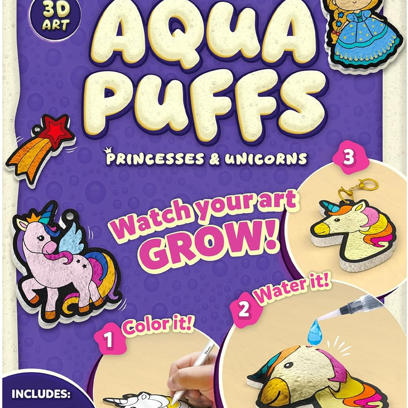 Skillmatics Aqua Puffs Unicorns, Art & Craft Gift for Kids, Paint by Number | DIY Princess Puffy Keychains, Screen-Free, Mess-Free Activity, Creative Kit for Girls & Boys Ages 4, 5, 6, 7, 8, 9, 10