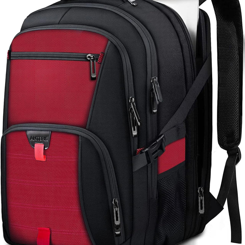 ANTERK Extra Large Travel Laptop Backpack, 17.3 Inch Carry on Backpack for Men Women, Big Anti Theft Water Resistant College Bussiness TSA Airline Approved Work Computer Backpack, Black