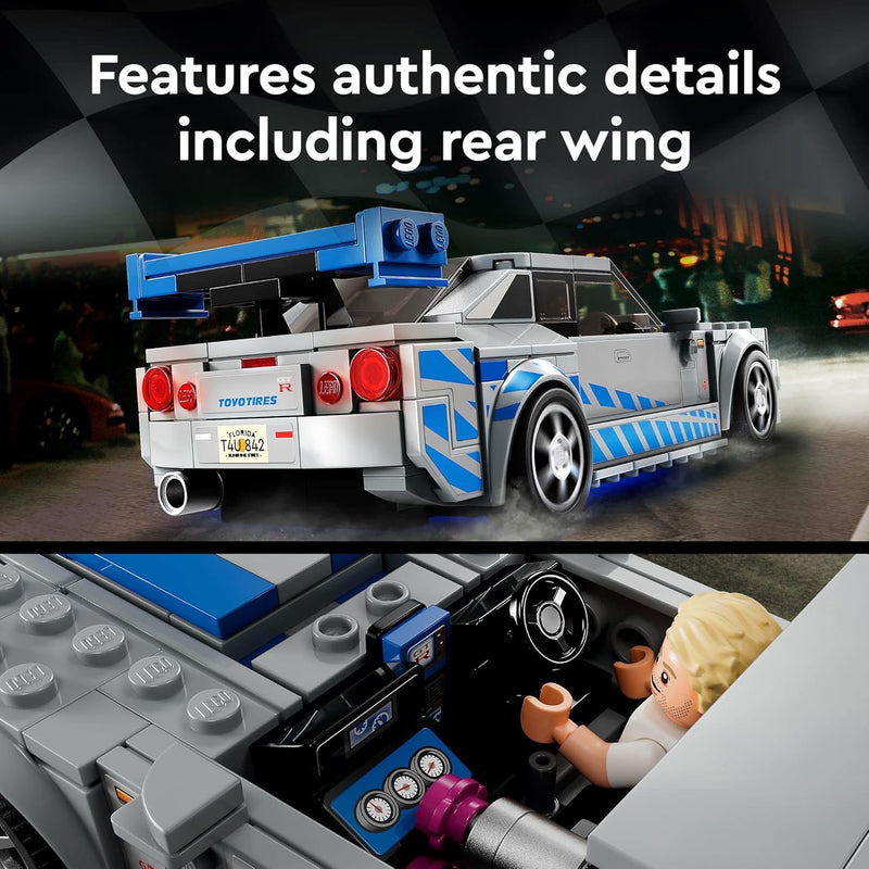 LEGO 2 Fast 2 Furious 76917 Nissan Skyline GT-R R34 Race Car Toy Kit with Minifigure, 2023