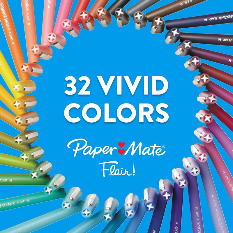 Paper Mate Flair Felt Tip Pens, Medium Point (0.7mm), Blue, 12 Count - Teacher Supplies, Arts & Crafts, Back to School