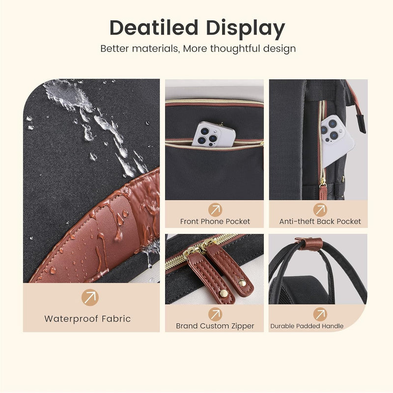 LOVEVOOK Laptop Backpack Women, 15.6 Inch Work Backpack with Large Capacity Cup, Waterproof Travel Computer Backpacks Purse, College Bookbag for School, Business, Teacher