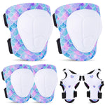 Fioday Kids Knee Pads Set with Adjustable Elbow Pads and Wrist Guard for Roller Skates Cycling Skateboard, 3-8 Years, Rainbow Unicorn