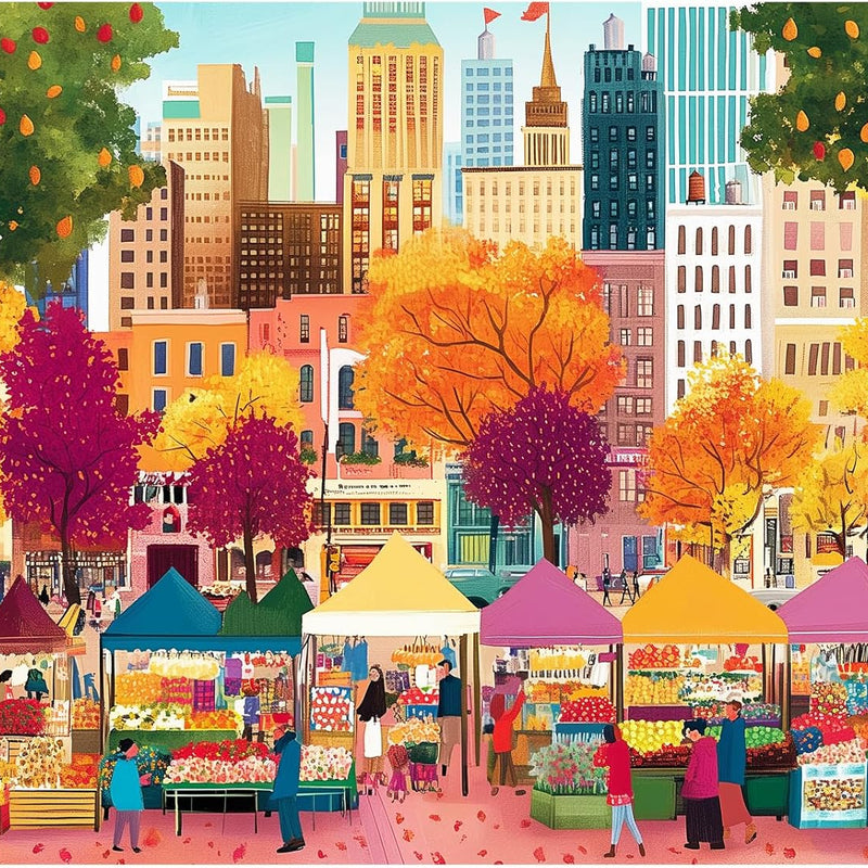 J.Biley 500 Piece Spring Street Jigsaw Puzzle for Adults & Teens, Blooming City Scene, Premium Recycled Cardboard, Anti-Glare HD Print, Letter-Coded Back, 20.5x15 Inch.
