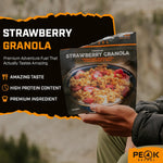 Peak Refuel Strawberry Granola 2-Pack, Freeze-Dried Breakfast Meal Pouches | Two freeze-dried strawberry granola pouches, 2 servings each, lightweight, just add water, no cooking, ideal for camping