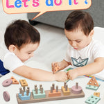 kecristv Montessori Toys for 1-3 Year Olds, Shape Sorter Wooden Toys for Toddlers, Learning Educational Sensory Stacking Toy