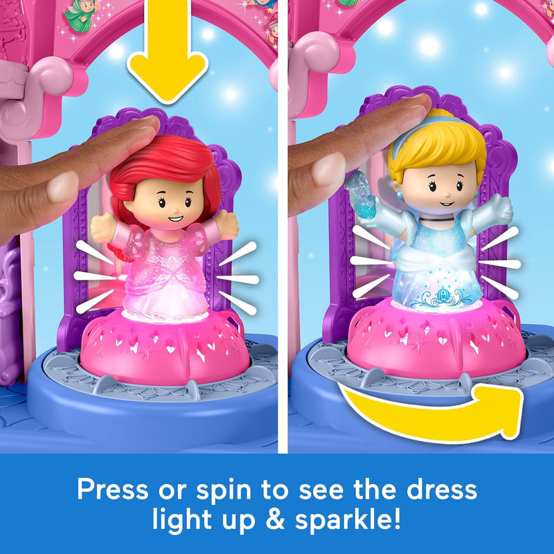 Fisher-Price Little People Toddler Toy Disney Princess Shimmer & Glow Dress Shop Playset & 2 Figures for Pretend Play Kids Ages 18+ Months