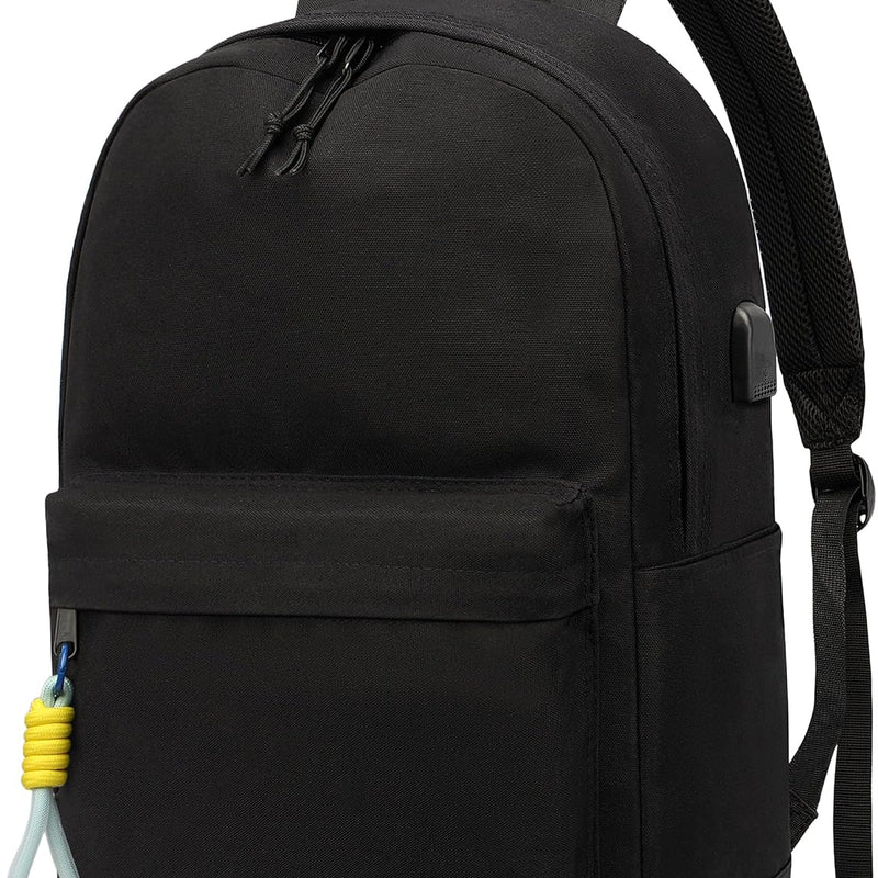 SUPACOOL Casual Laptop Backpack for Men and Women, Work backpack, Black Backpacks, College School Backpack for Boys and Girls, Lightweight Travel Back Pack(Black)