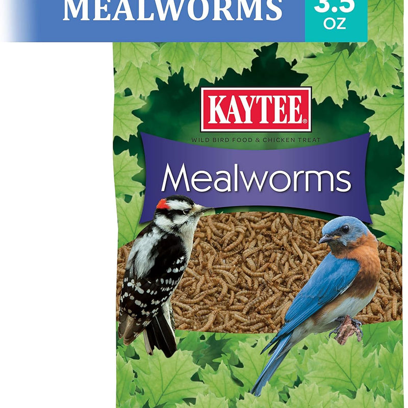 Kaytee Wild Bird Food Mealworms For Bluebirds, Wrens, Robins, Chickadees, Woodpeckers, Cardinals & Chickens, 3.5 Ounce