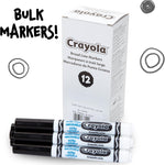 Crayola Washable Markers for Kids - Black (12ct), Bulk Broad Line Markers for School, Classroom Essentials, Teacher Classroom Must Haves for Elementary School