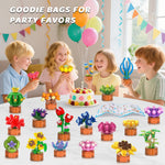 24 Pack Flowers Succulents Party Favors for Kids Building Set - 1012PCS Botanical Bonsai 3.6mm Mini Building Blocks Toy for Goodie Bags Stocking Stuffers Classroom Prize Birthday Gifts for Girl Boy 6+