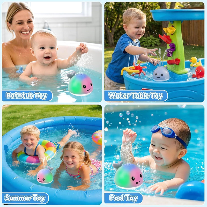 Gigilli Rechargeable Light-Up Whale Bath Toy: Fun Water Sprinkler for Toddlers 1-3 Years
