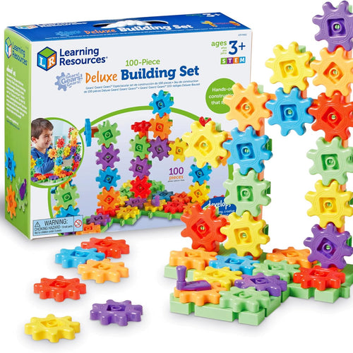 Learning Resources Gears 100-Piece Deluxe Building Set -STEM Activities, Fine Motor Skills, Toddler Explorer Kit, Science and Construction, Boys and Girls Gifts