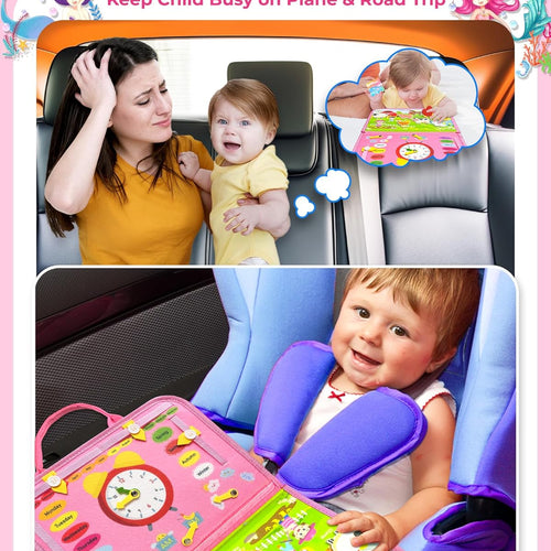 Busy Board Montessori Toys for Toddlers with 8 Pages of Learning Activities and Sensory Experience