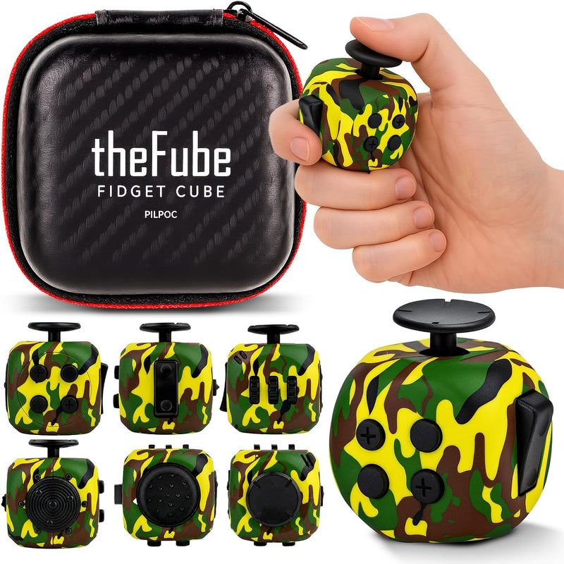 PILPOC theFube Fidget Cube, 6-Sided Stress Relief Infinity Cube for Adults & Kids, Boosts Concentration, Mindfulness Aid, Silent & Audible Modes, Stocking Suffers for Boys, Kids and Adults (Midnight)