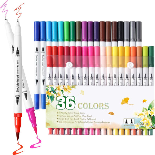 Upanic 36 Art Markers for Adult Coloring Books,Art Supplies | Fine & Brush Pens for Lettering Drawing Journaling Calligraphy