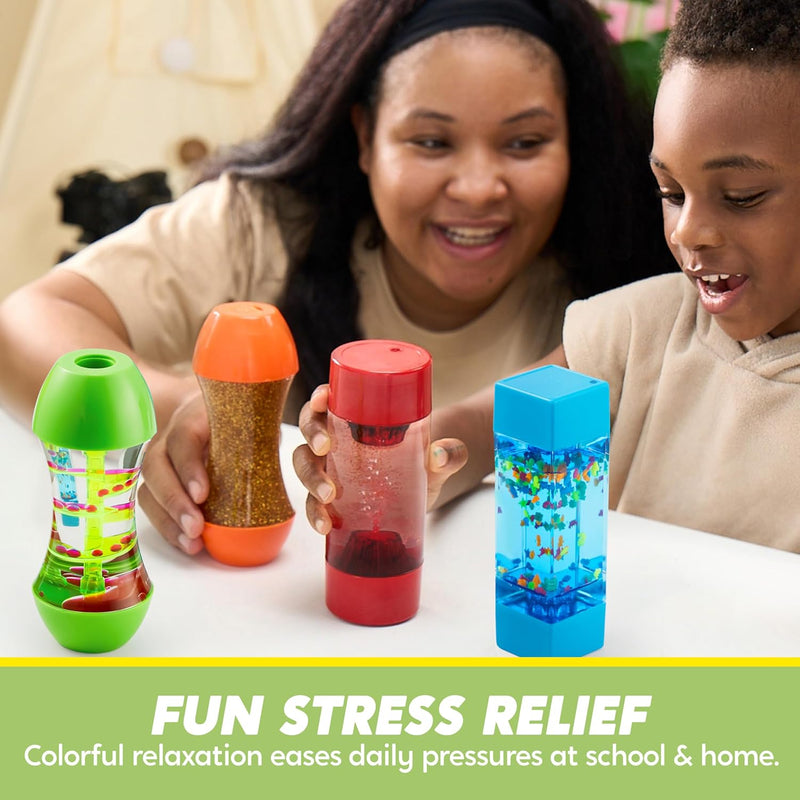 JOYIN 4-Pack Fidget Tubes: Sensory, Stress Relief Toys for Kids, Autism, Classroom