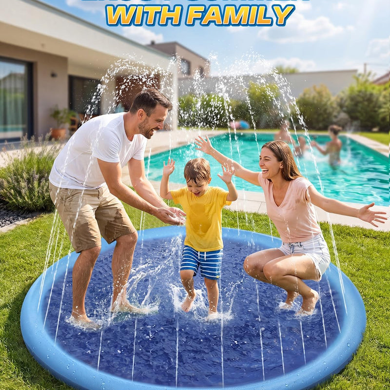 Raxurt Non-Slip Splash Pad for Kids and Dog, 67'' Splash Pad Thicken 0.58mm for Kids Ages 4-8 Toddler Baby Splash Sprinkler Pad Dog Pool Summer Outdoor Water Toys for Boys Girls