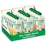 Beech-Nut Stage 2 Baby Food Pouch Variety Pack, Veggie Purees, 18 Pouches | Real Fruit & Veggies Baby Food Pouches, 1 Full Serving of Veggies Per Pouch, No Added Sweeteners, No Artificial Preservatives