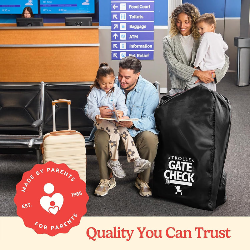 J.L. Childress Gate Check Travel Bag for Single & Double Strollers, Black | AirTag compatible Gate Check Bag keeps strollers clean, protected & easy to identify when airport gate checking