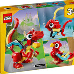 LEGO Creator 3 in 1 Red Dragon Toy, Builds into Fish and Phoenix, Ages 6 and Up, 31145