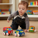 Melissa & Doug K's Kids 4-Piece Soft Toy Car and Truck Set with Removable Wheels for Learning and Development for Babies and Toddlers