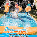 Spring Water Slip and Water Slide, 22ft *2 Lanes Slip Water Slides for Kids Backyards Ages 5-8 8-12 with Sprinkler and Inflatable Bodyboards, Summer Water Fun Toy for Outdoor Lawn Games Play