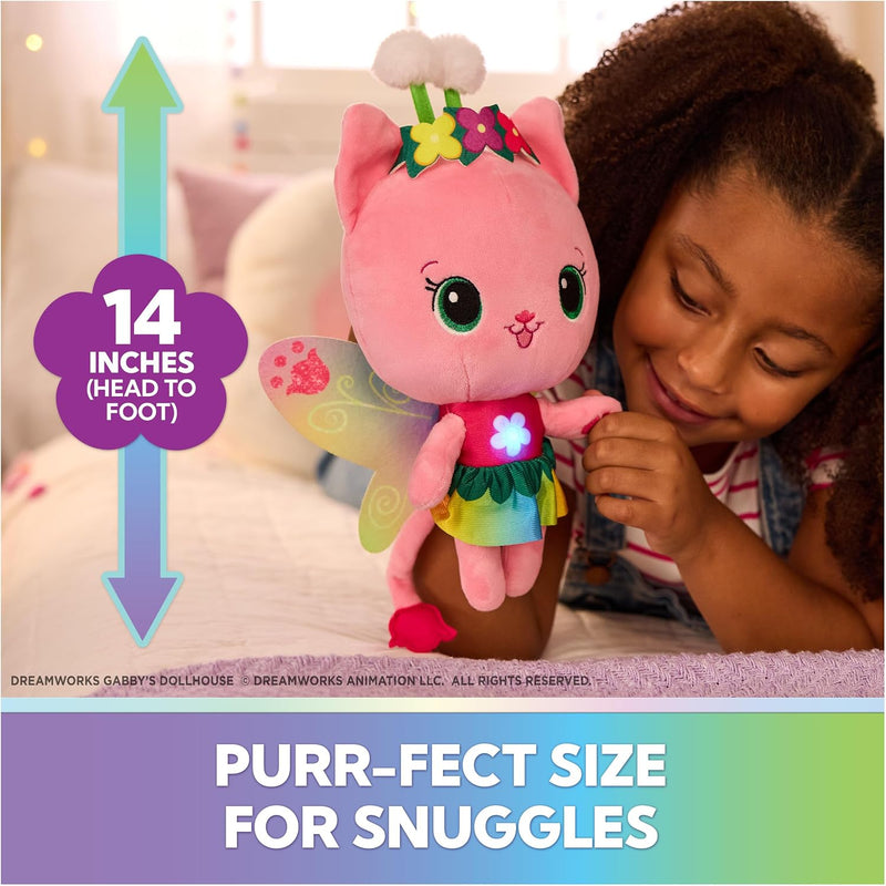 Gabby’s Dollhouse Fairylandia Official Rainbow Light-Up Kitty Fairy Plush, Cat Stuffed Animal, Sensory Toys for Ages 3 & Up