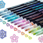 Glitter Markers Self Outline Pens Metallic: 12 Shimmer Tween Teen Girl Gifts Trendy Stuff,Drawing Art Supplies Kids 6-8 9-12 10-12,Arts Crafts Kids Ages 8-12 Year Old,Cute Cool Fun Crafts Girls 8-12