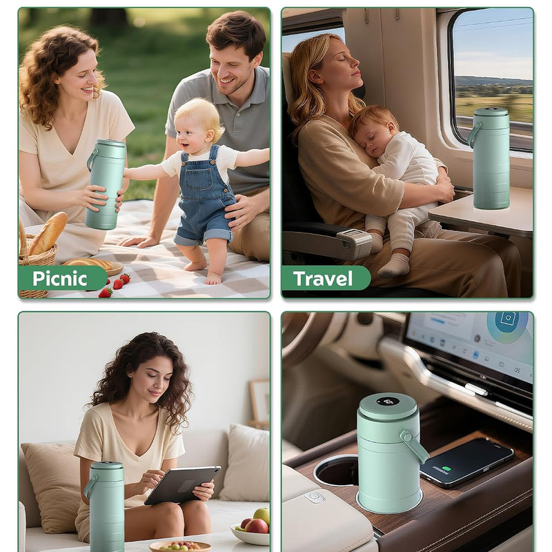 Portable Breast Milk Cooler Bottle with Digital Temp Display | 24H 360 Cooling, No Ice Packs Needed, 22oz Capacity with 2 BPA-Free Bottles, CPC Certified, Travel & Commute