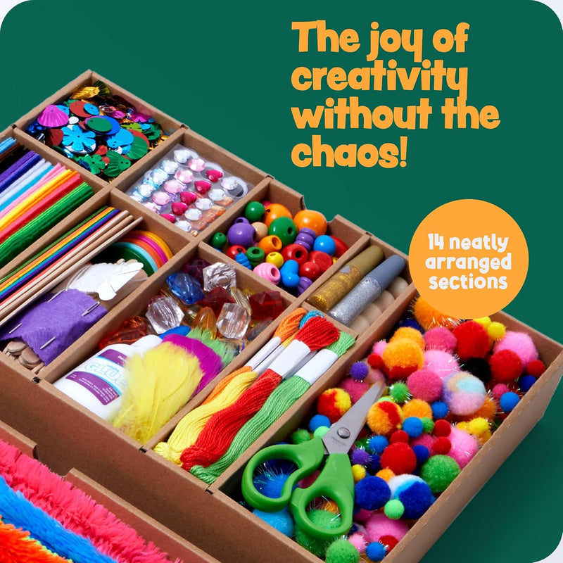 Dan&Darci Arts and Crafts Vault - Craft Supplies Kit in a Box - Birthday Gift for Kids Ages 4 5 6 7 8 9 10 11 & 12 Year Old Girls & Boys - Crafting Set Kits - Gift Ideas for Kid Art Activity Gifts
