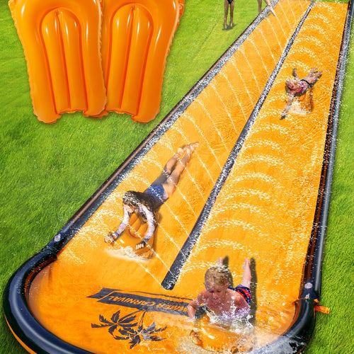 22ft Slip Water and Slide for Kids Adults, Extra Long Backyard Water Slide for Kids Ages 5-8 8-12 with Pool and 2 Inflatable Bodyboards, Summer Outdoor Games Water Toys