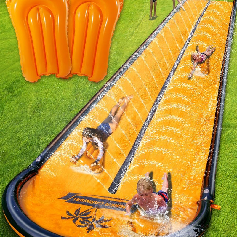 22ft Slip Water and Slide for Kids Adults, Extra Long Backyard Water Slide for Kids Ages 5-8 8-12 with Pool and 2 Inflatable Bodyboards, Summer Outdoor Games Water Toys