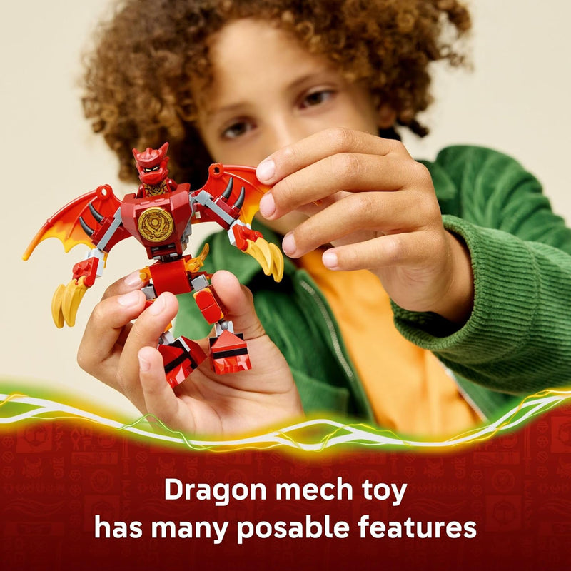 Legos Ninjago Kai's Dragon Mech Battle Pack building toy for boys and girls aged 6+ with posable dragon figure and 3 minifigures