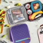 Genteen Kids Lunch Box Insulated Soft Mini Cooler with Bottle Holder, Lightweight Reusable Easy-Clean Lunch bag for Girls, Boys Back to School-Purple