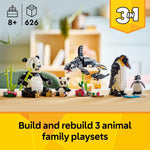 LEGO Creator 3 in 1 Wild Animals Panda Family Building Toy Kit for Kids with 3 Building Options - 31165