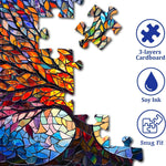 PICKFORU Stained Glass Puzzle Tree of Life, 1000 Piece Jigsaw Puzzle for Adults