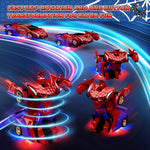 Spider Transform RC Car with Eye & Underbody Lights, 2.4GHz Remote Control, Fast 360°Rotation Robot Toy for Boys 3-12 Years Old