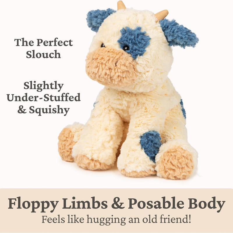 GUND Cozys Collection Cow, Stuffed Animal for Ages 0 and Up, Spring Decor Plush Toy, Cream/Blue, 10”