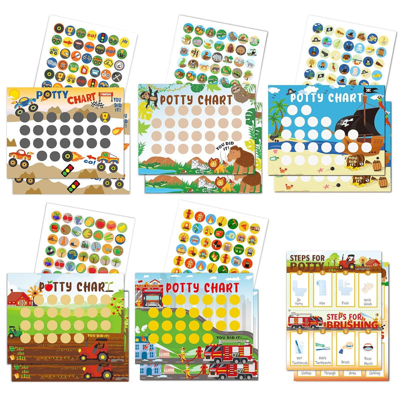 Potty Training Chart for Toddler 5 Fun Styles 17 PCS Potty Chart for Girls with 315 Stickers for Kids Potty Training Reward