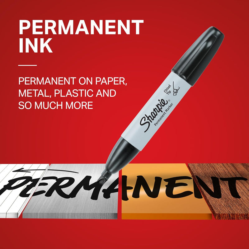 Sharpie Permanent Markers, Chisel Tip, Black, 36 Count - Home, School, Office Supplies