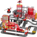 Magnetic Tiles for Kids, 56PCS Construction Magnet Tiles with Fire Truck Station, Building, Road, Crane, Car Truck - STEM Magnetic Blocks for Kids Ages 4-8, Toys for 4 5 Year Old Boys Birthday Gifts