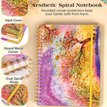 Lined Spiral Notebook Journal for Women, 150 Pages Cute Notebooks 5.75” x 8.38”, A5 Hardcover Spiral Journals with 100 GSM Thick Paper, College Ruled Notebook for Writing Work School, Autumn Tree